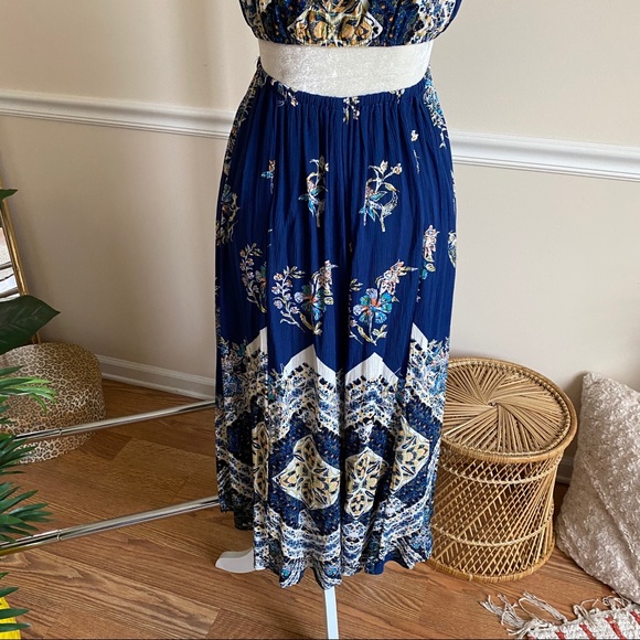 Free People Blue Boho Cut Out Cropped Jumpsuit XS - Picture 11 of 14